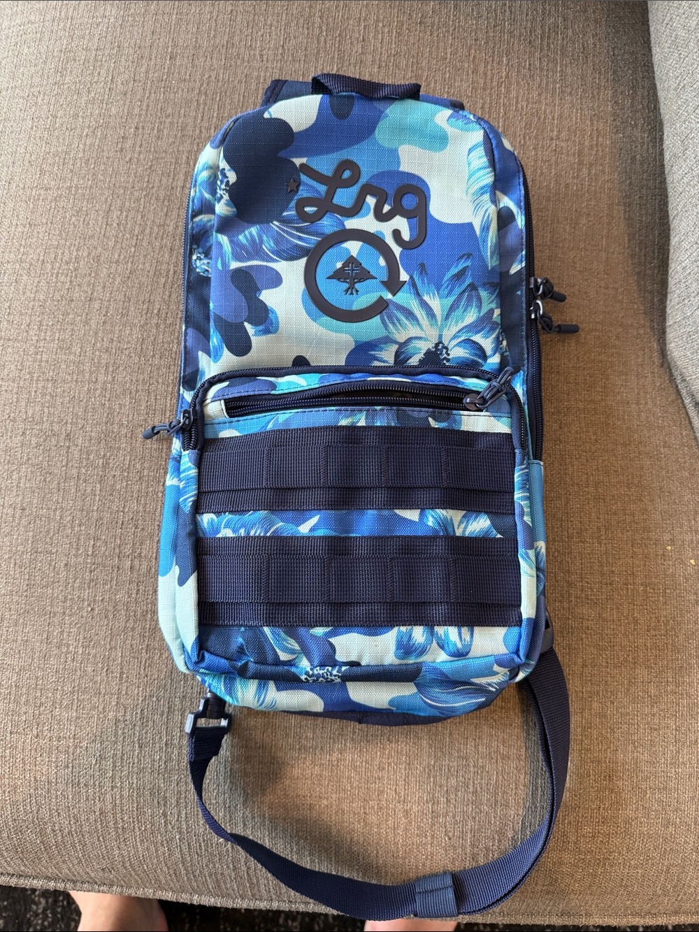 LRG Blue Floral Sling Bag for Men including matching wallet